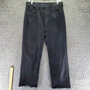 Hudson Jeans Womens 32 Black Remi High Rise Straight Cropped Jeans